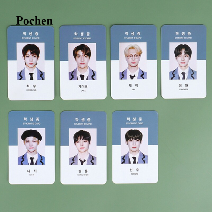 【User-friendly】 7Pcs/Set Kpop ENHYPEN Photocards 2021 Student ID Card Photocard Classical Lomo Cards For Fans Gift Collection