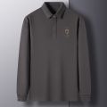 100%Cotton T-shirts Man Spring Autumn Polo Shirt Long Sleeve High-quality Lapel Embroidery End Fashion Business Pure Color New. 