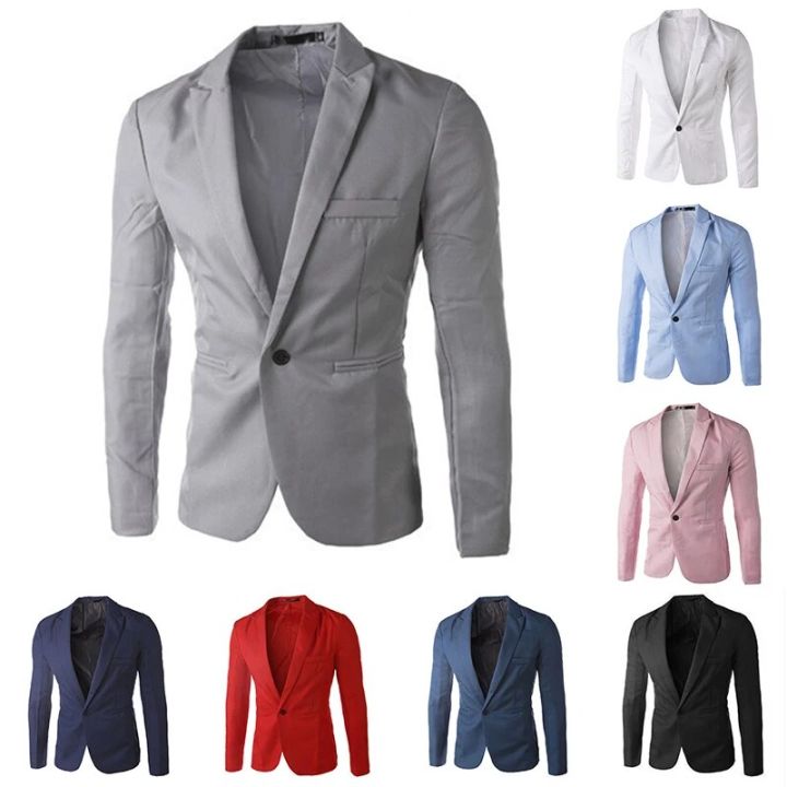 Men's Suit Men Blazer Business Coat Jacket Tops Autumn Fashion Formal Coat Elegant Solid Color Casual Slim Fit One Button