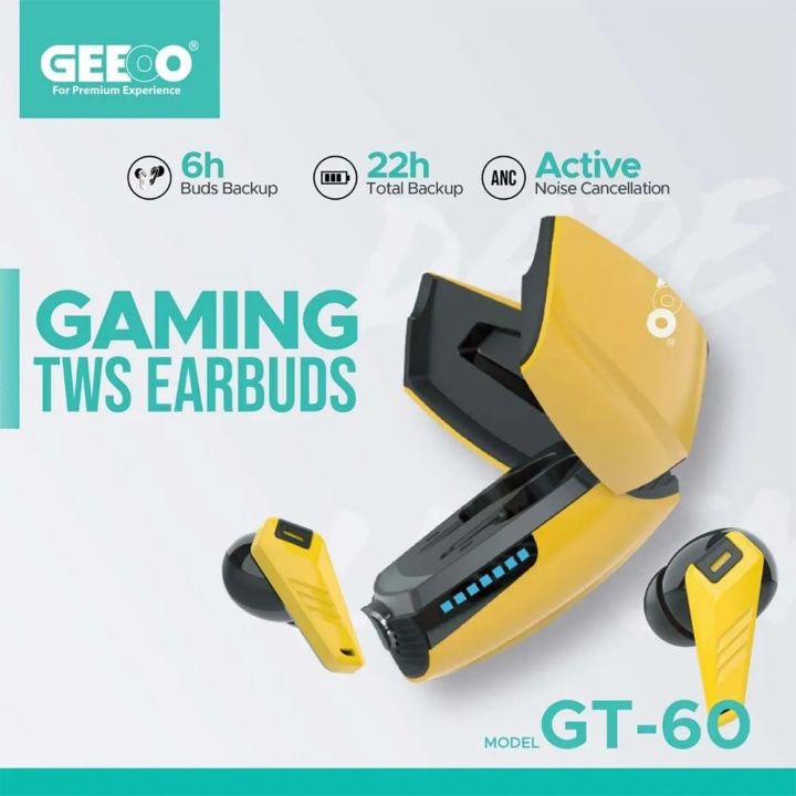 Geeoo GT-60 Active Noise Cancellation ANC Gaming TWS Earbude