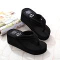 2024 New Slippers Women's Summer Wear Fashion High Heel Platform Shoes Thick Bottom Non-Slip Beach Ladies Flip-Flops.