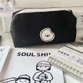 【Best value】 Canvas Pencil Case Portable Cartoon Black Pen Bag Puppy Design Rectangular Canvas Pouch for School Supplies Teen Girl Teen Boy. 