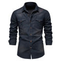AIOPESON Brand Elastic Cotton Denim Shirt Men Long Sleeve Quality Cowboy Shirts for Men Casual Slim Fit Mens Designer Clothing Dislikelike. 