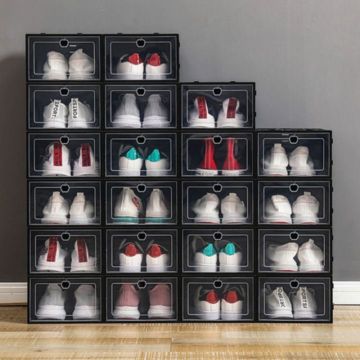 Thickened shoe box storage box, transparent shoe cabinet, shoe storage flip-top storage box, plastic simple shoe storage box