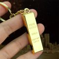 Cute Gold Zinc Alloy Rectangular Keychain Luxury Mini Gold-color Bar Shaped Key Rings Fashion Imitation Golden Key Pendant Gifts.