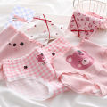 Pink floral mid rise breathable panties cute sweet girls student triangle shorts.