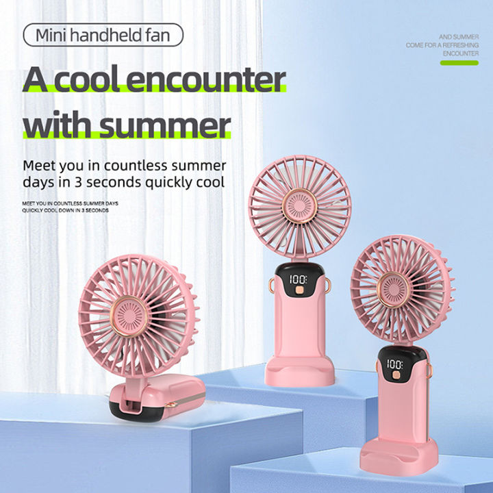 3000mAh Handheld Mini Fan Foldable Portable Fans 5 Speed USB ...
