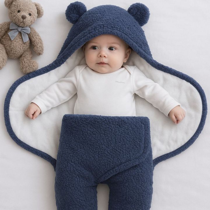 Baby%20Swaddle%20Blanket%20with%20Hood%20&%20Bear%20Ears%20%E2%80%93%20Soft%20Fleece%20Newborn%20Sleeping%20Bag,%20Warm%20Infant%20Wrap%20for%20Winter%20-%20Image%209