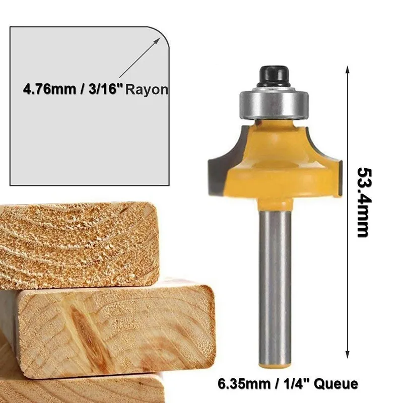 Vearter 4-Piece Roundover Router Bit Set – 1/4" Shank, Carbide-Tipped, 1/8" To 5/16" Radius – For Edge Forming, Beading, Molding – Fits Handheld & Table Routers