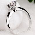 Solid 14K White Gold Plated Natural Diamond Cut Wedding Engagement Promise Ring For Women Ring For Girls. 