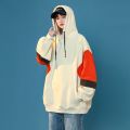 Autumn New Men's and Women's Patchwork Hoodie Couple Casual Loose Korean Style Junior High School Student Idle Style Top. 