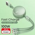 6A 100W 3in1 2in1 Fast USB Cable for Huawei/Honor Retractable Portable 3 in 1 Micro USB Type C Charger Cable For iPhone Samsung.