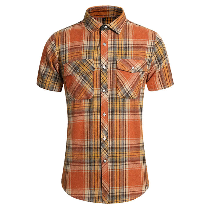 Mens%20Plaid%20Button%20Up%20Shirt%20Short%20Sleeve%20Casual%20Chemises%20Tops%207XL%20Vinatge%20Summer%20Double%20Pocket%20Men%20Designer%20Clothes%20Work%20Shirts%20-%20Image%203