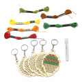 5Pcs Wooden Leaves with Colour Embroidery Threads DIY Craft Kit Home Decor Cross-stitch Keyring. 