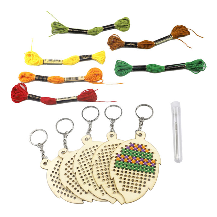 5Pcs%20Wooden%20Leaves%20with%20Colour%20Embroidery%20Threads%20DIY%20Craft%20Kit%20Home%20Decor%20Cross-stitch%20Keyring%20-%20Image%204