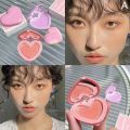 Purple Peach Cream Blush Makeup Palette Moisturizing Cheek Tint 3 Colors Orange Peach Pink Blusher Love Shape Blush With Puff. 