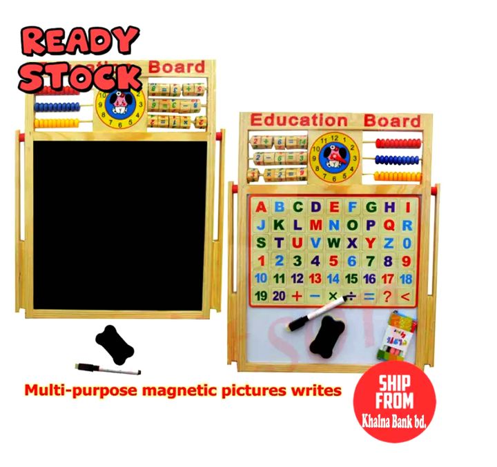 Writing%20Board%20Multipurpose%20Double-Sided%20Magnetic%20Wooden%20Writing%20Drawing%20Board%20-%20Image%203