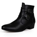 Luxury Leather Chelsea Boots Men Designer White Dress Boots Men Casual High top Buckle Strap Formal Shoes Men Motorcycle Boots.