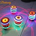 Children LED Light-up Music Wood-Like Peg-top Hand Spinner Plastic Flash Gyro Toy Gift for Kids.