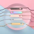 Custom Engraving 18K Gold Plated Stainless Steel Bar Name Necklace Hollow Heart Dainty Friendship Initial Bar Necklace. 