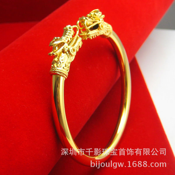 Thousand%20Shadow%20Gold%20Small%20Supply%20Imitation%2024K%20Yellow%20Gold%20Bracelet%20Bracelet%20Gold%20Plated%20Pure%20Gold%20999%20Women's%20Wedding%20Dragon%20Head%20Men%20-%20Image%203
