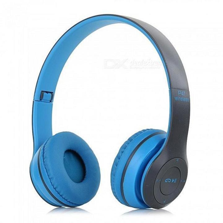 Wireless Bluetooth Headphone P47 - Blue | M20 TWS Wireless Earbuds With Noise Cancelling Feature - Black - Bluetooth Headphone | REMAX RM 510 Wired Earphone Red