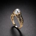 1PC Fashion Vintage Inlaid White Pearl Ring Gold Plated Ladies Ring Jewelry Wedding Ring Engagement Ring Rings For Women.