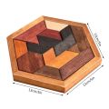 Hexagon Tangram Puzzles Wooden Brain Teaser IQ Game Educational Toys For Childrens Adults Montessori Toys Birthday Gifts. 