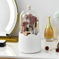 360Rotating Makeup Brush Holder With Lid Dustproof Desktop Cosmetic Organizer Lipstick Storage Box Office Pencil Container. 