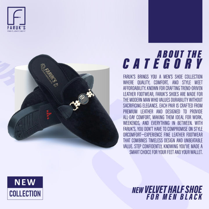 New%20Fashionable%20Velvet%20Half%20Shoe%20For%20Men%20Black%20-%20Image%204