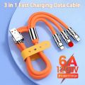 Shapla Original Zinc Alloy 3 In 1 120W 6A Super Fast Charging Cable Liquid Silicone Fast Charging Data Cable For Micro USB Type-C Iphone With Indication Light. 