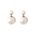 Korean Style New S925 Silver Needle Graceful Personality Large and Small Pearls Front and Rear Stud Earrings Pearl Short Earrings Female Earrings. 