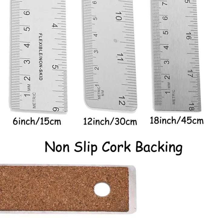Metal%20Ruler%20with%20Cork%20Backing%206/12/18%20Inch%20Ruler%20Set%20-%20Image%202