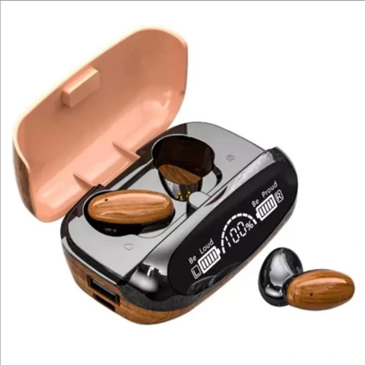 M35 TWS Wood Grain Bluetooth Earphone LED Display 9D Stereo Sound Music Headphone Wireless Earbuds Touch Control Sport Earphone with Mic