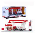 【Lejia】scale UK BP gas station model set tank truck mini coopers super sport metal diecast cars pull back with light. 