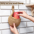Storage Basket Teardrop Shape Woven Boho Wall Fruit Basket Wall Planters for Kitchen Decor Small 3Pcs.