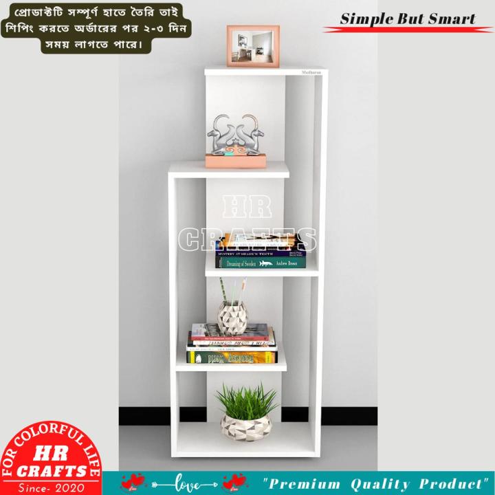 Simple Stand Book Rack Decorative Free Standing Rack with 5 Shelf Bookcase Space Saving Books ...