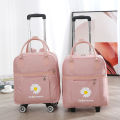 New Style Can Back Trolley Travel Bag Female Hand-Held Luggage Bag Cute Large Capacity Student Draw-Bag Waterproof Boarding Bag. 