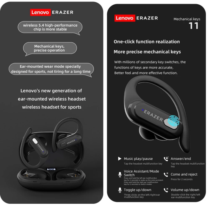 Lenovo%20ERAZER%20XT60%20Pro%20Bluetooth%205.3%20Earphones%20True%20Wireless%20Headphones%20Button%20Control%20Noise%20Reduction%20Earhooks%20Waterproof%20with%20Mic%20Headset%20-%20Image%204