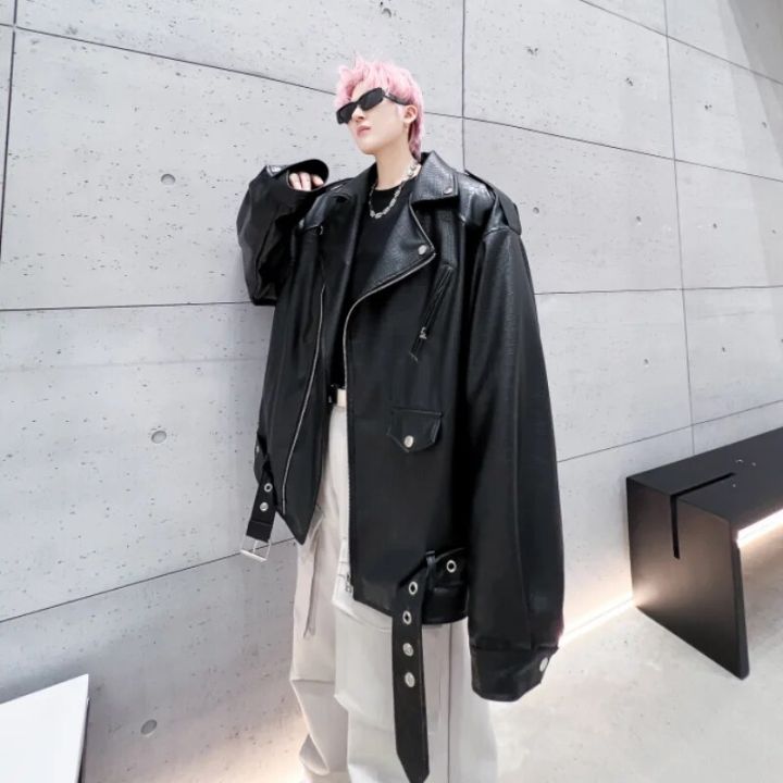 2022%20Autumn%20Korean%20style%20Cool%20Night%20club%20red%20PU%20leather%20jackets%20men%20casual%20loose%20Crocodile%20pattern%20PU%20jackets%20for%20men,M-XXL%20-%20Image%202