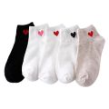 10pcs=5pairs Women Short Socks Red Heart Cute College Fresh Female Socks Soft Cotton Summer Autumn Girls Sock Meias Sox.
