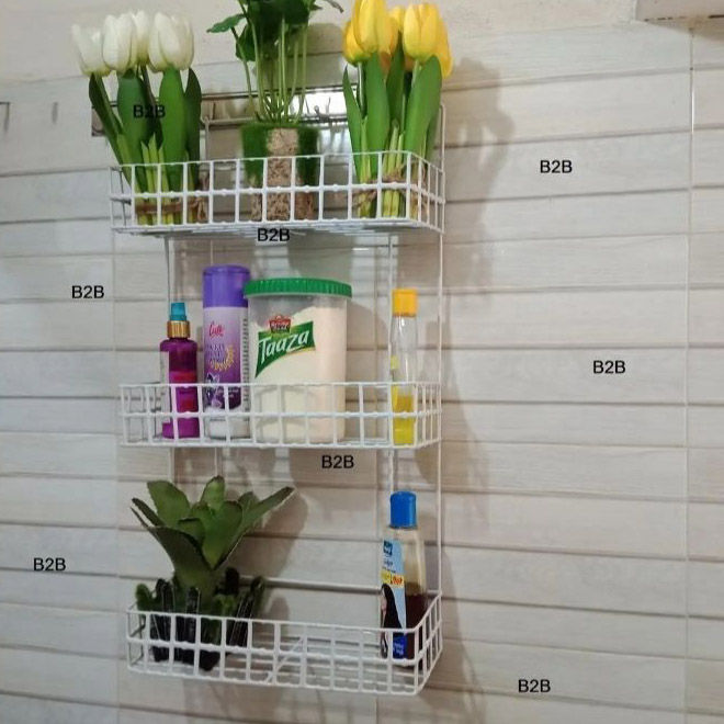 Maximize Wall Space With The Square 3-Layer Hanging Wall Storage Organizer Shelf- Efficient Storage Solution For Your Kitchen Or Bathroom