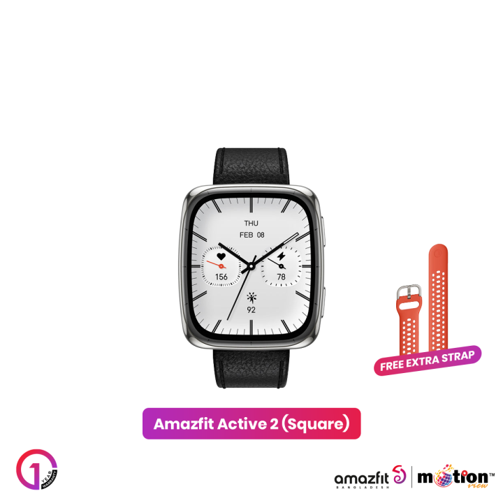Amazfit%20Active%202(Square)%201.32inch%20Smartwatch%20(Premium)%20Dual%20Strap(Leather%20+%20Silicone)%20-%20Image%202
