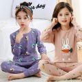 Korean Girls Pajamas Cute Rabbit 100% Cotton Pyjamas Kids Clothes Sets Children Boys Sleepwear For 2 3 4 5 6 7Years Loungewear. 