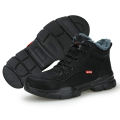 【selevn roind】 Black Leather Winter Plush Safety Work Boots For Men Waterproof Anti Nail Pressure Labor Shoes Indestructible Steel Toe Footwear. 