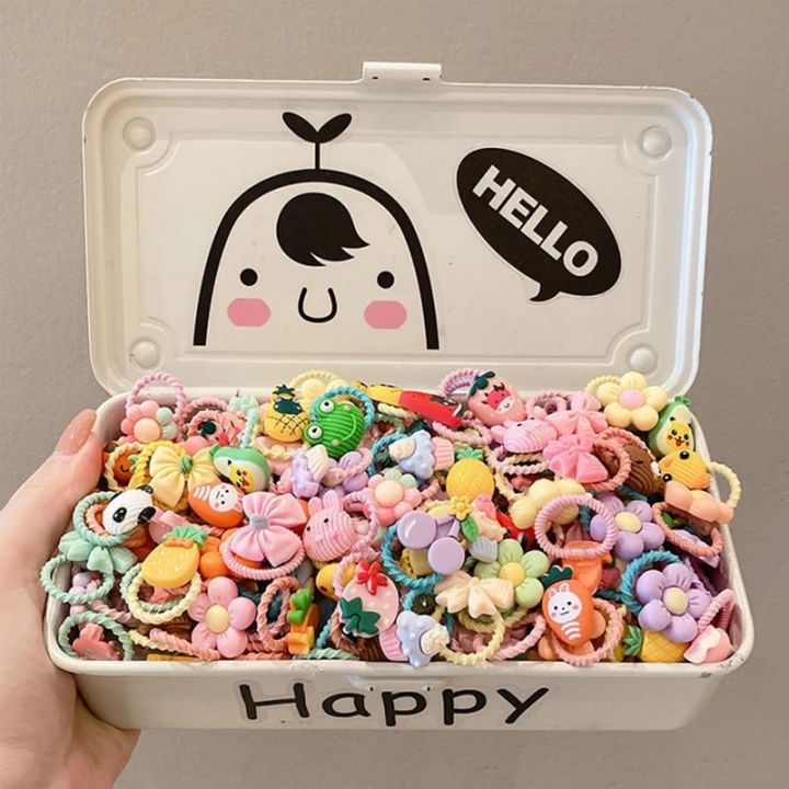 10/20pcs Cute Colorful Cartoon Hair Bands Children Animal Flower Elastic Hair Ties Ponytail Holder Scrunchie Hair Accessories