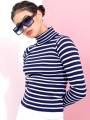 Pantoneclo Premium Quality Women's High Neck Winter Large Stripe Sweater. 