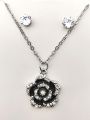 Chic Floral Pendant Necklace with Matching Stud Earrings Simple Leaf Clover Chain Necklace Women Fashion. 