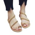 Womens Ladies Girls Korean Sandals for Women Women Rome Open Toe Rhinestone Decoration Sandals Flats Slip On Shoes Sandals Women Casual Flat Shoes Fashion Shoes Work.