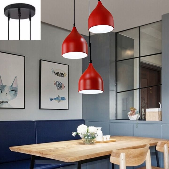 3 Lamp Cluster Shade Hanging Light Red Colour (Bulb not Included)